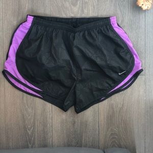 Black and purple Nike Tempo Shorts